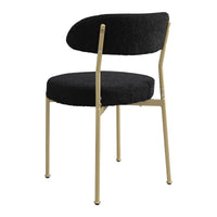 Boucle Upholstered Dining Chairs With Curved Backrest & Gold Metal Legs Set Of 4, Black Metal Black Gold Dining Room Foam Classic,Modern Dining Chairs Set Of 4 Or More Fabric Metal