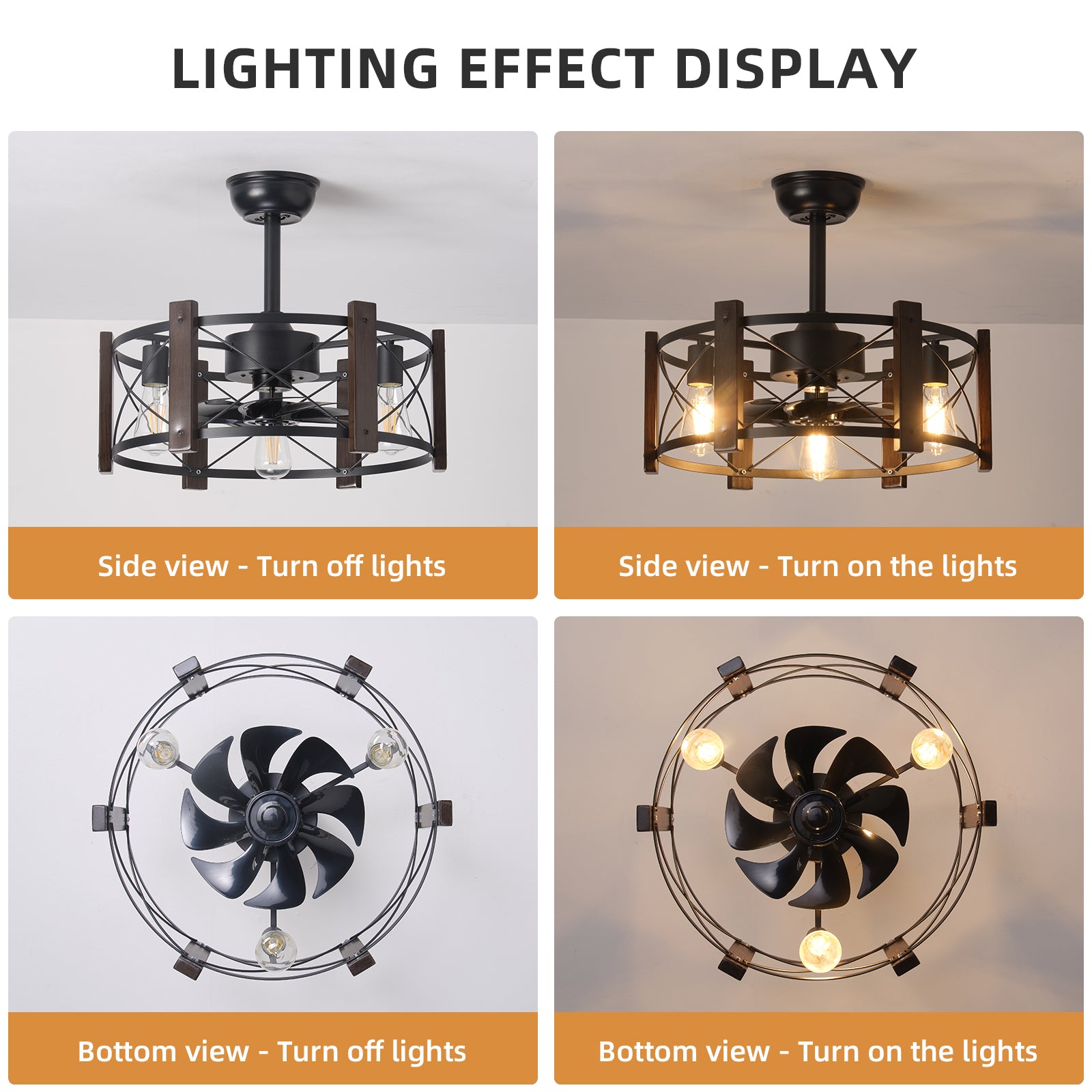 Modern Retro American Industrial Vintage Fan Lamp Dc Motor 110V Remote Control Ceiling Fan Light Black American Design Iron