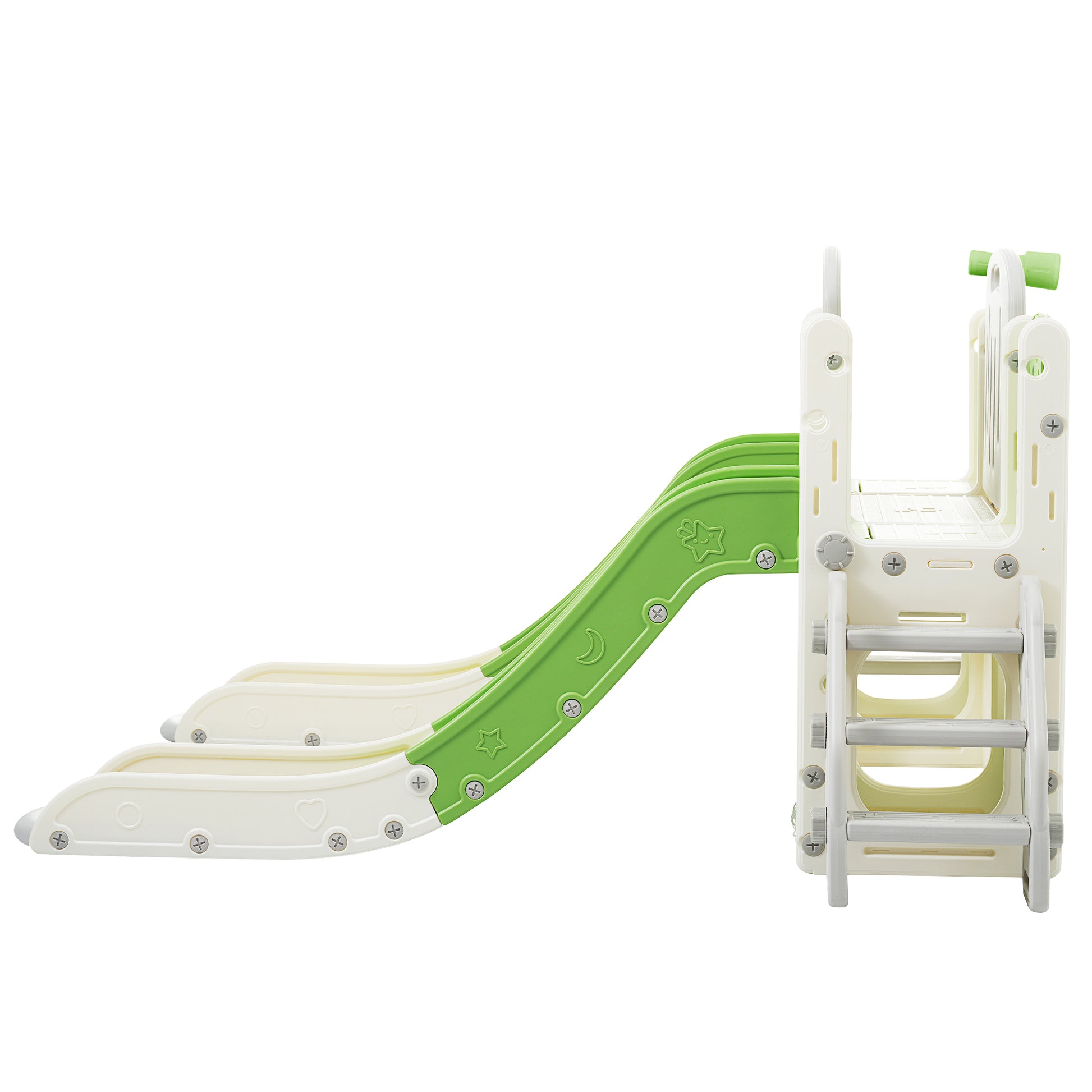 Kids Slide Playset Structure 8 In 1, Freestanding Ocean Themed Set With Slide, Arch Tunnel,Basketball Hoop And Telescope, Double Slides For Toddlers, Kids Climbers Playground Green 50 99 Lbs Cute 1 To 2 Years Hdpe Indoor & Outdoor Use