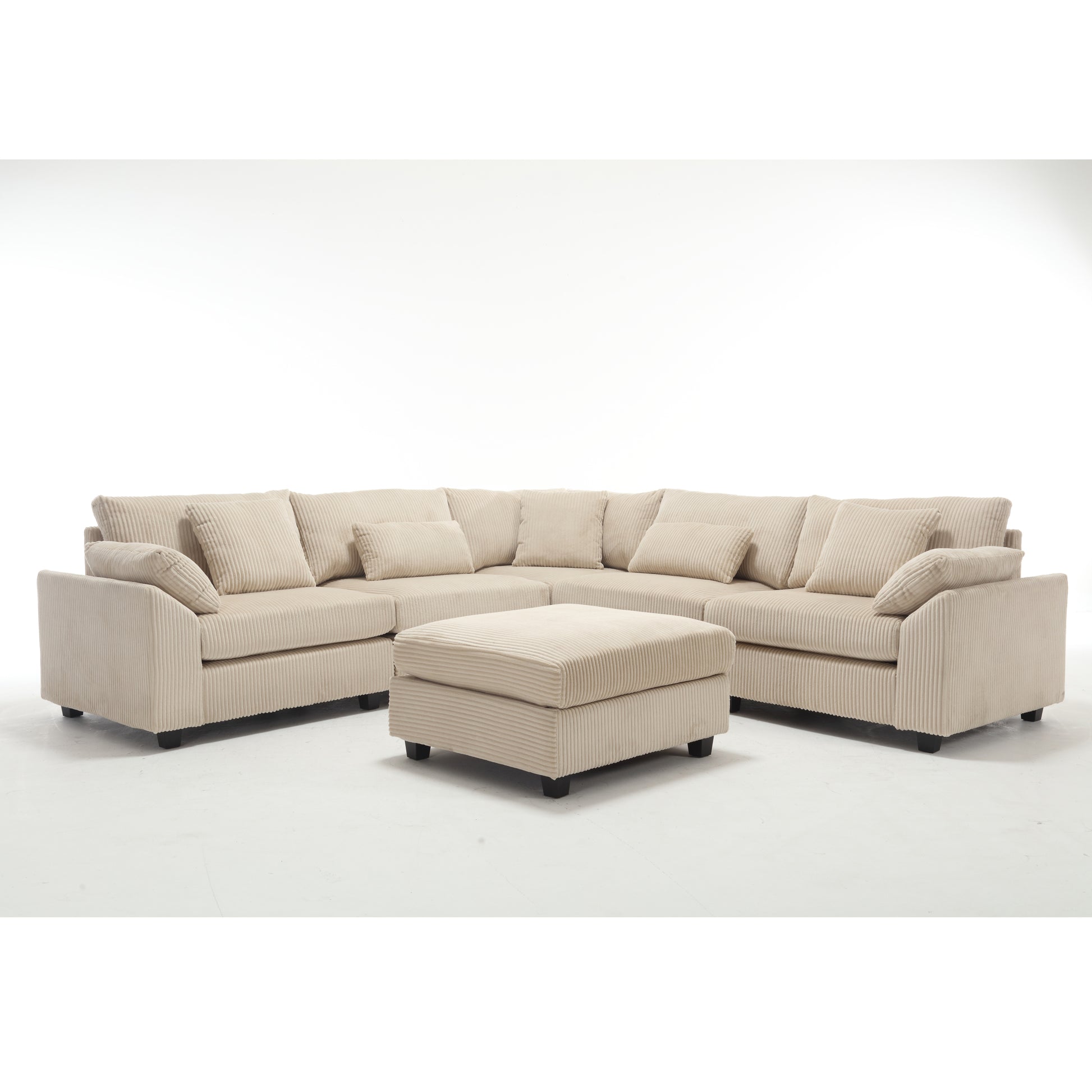 Arrival Oversized Modular Sectional Sofa Couch,Modern Minimalist Couches For Living Room,Free Combination Deep Seat Corner Couch For Living Room,Corduroy, Beige Beige Fabric 6 Seat