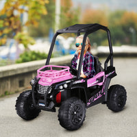 Aosom 12V Kids Utv, Battery Powered Electric Ride On Car With Music, Lights, Mp3 Usb, Suspension System & Remote Control, Toy Vehicle For Boys And Girls, Pink Pink Plastic