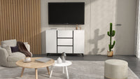 3 Drawers And 2 Doors Light Luxury Sideboard Buffet Cabinet White Wood