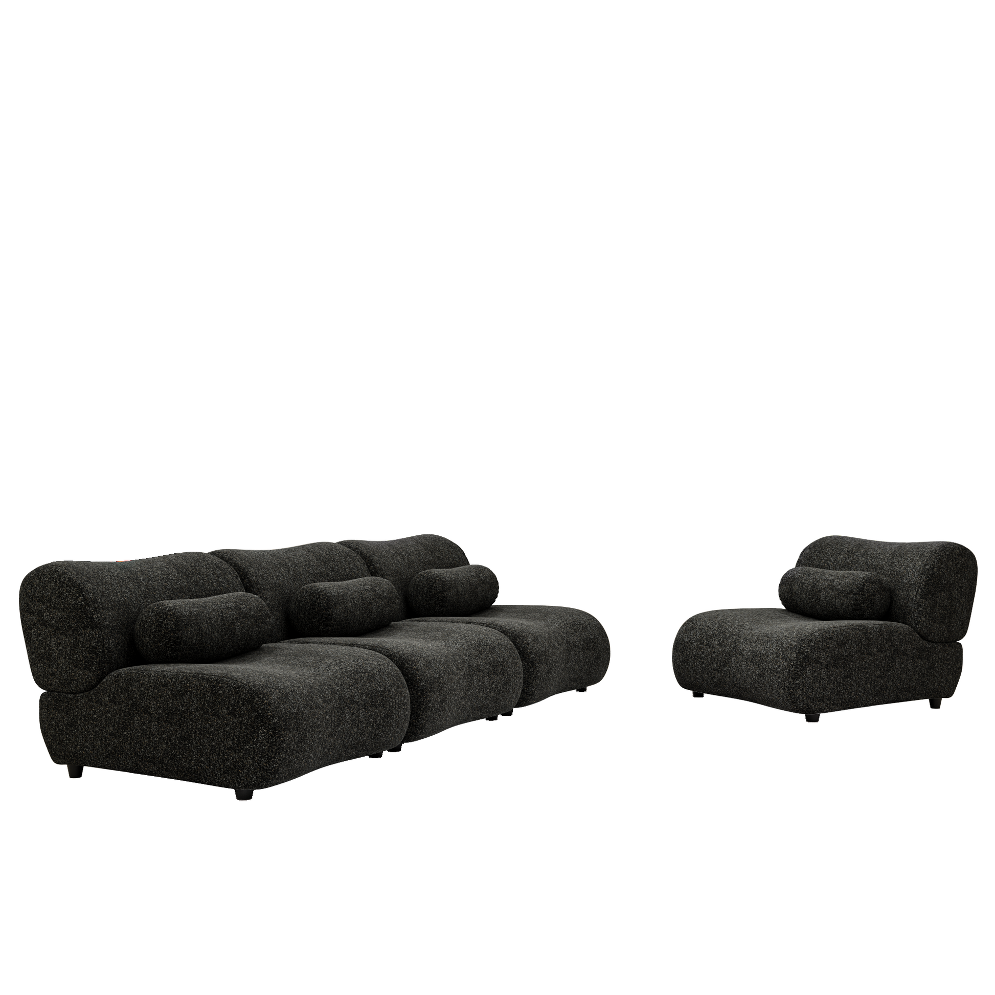 Modern Oversized Modular Sofa Set Chenille Fabric Living Room Sofa With Cylindrical Pillows, Freely Arrangeable, Perfect For Home And Lounge Spaces Black Chenille 4 Seat