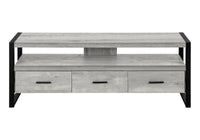 Tv Stand, 60 Inch, Console, Media Entertainment Center, Storage Drawers, Living Room, Bedroom, Grey Laminate, Black Metal, Contemporary, Modern Grey 80 89 Inches Particle Board