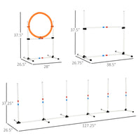 Pawhut 3Pc Dog Agility Equipment Set, Obstacle Course Exercise For Dog Include Adjustable Hurdle, Hoop, Weave Poles And Carry Bag White Plastic