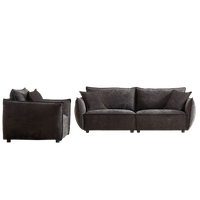 3 Seater 1 Seater Combo Sofa Modern Living Room Sofa, Linen Fabric Sofa, Wooden Frame With 3 Pillows, Apartment Sofa Furniture Black Chenille Wood Primary Living Space Pine Foam Fabric 4 Seat