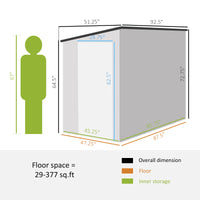 Outsunny 4' X 8' Metal Outdoor Storage Shed, Lean To Storage Shed, Garden Tool Storage House With Lockable Door And 2 Air Vents For Backyard, Patio, Lawn, Dark Gray Gray Steel