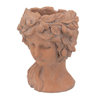 8X9X11.5" Brown Head Bust Planter, Greek Style Cement Head Planter Indoor Outdoor Home Garden Decor Brown Garden & Outdoor Cement