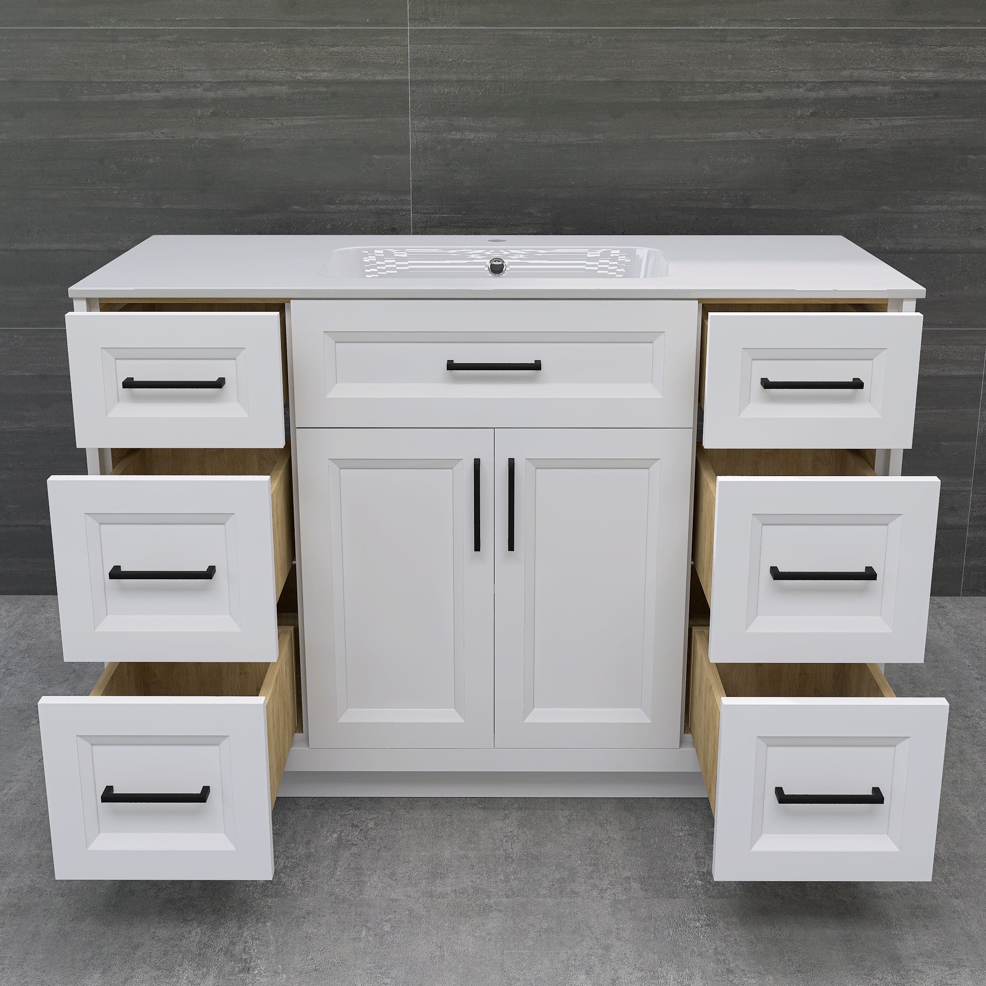 Solid Wood 48 Inch Bathroom Vanity With Single Sink Combo, Modern Vanity Cabinet With 2 Soft Closing Doors & 6 Full Extension Dovetail Drawers White 4 White 2 2 48 In & Above 32 To 35 In Soft Close Doors Bathroom Freestanding Luxury,Modern 20 25 Inches