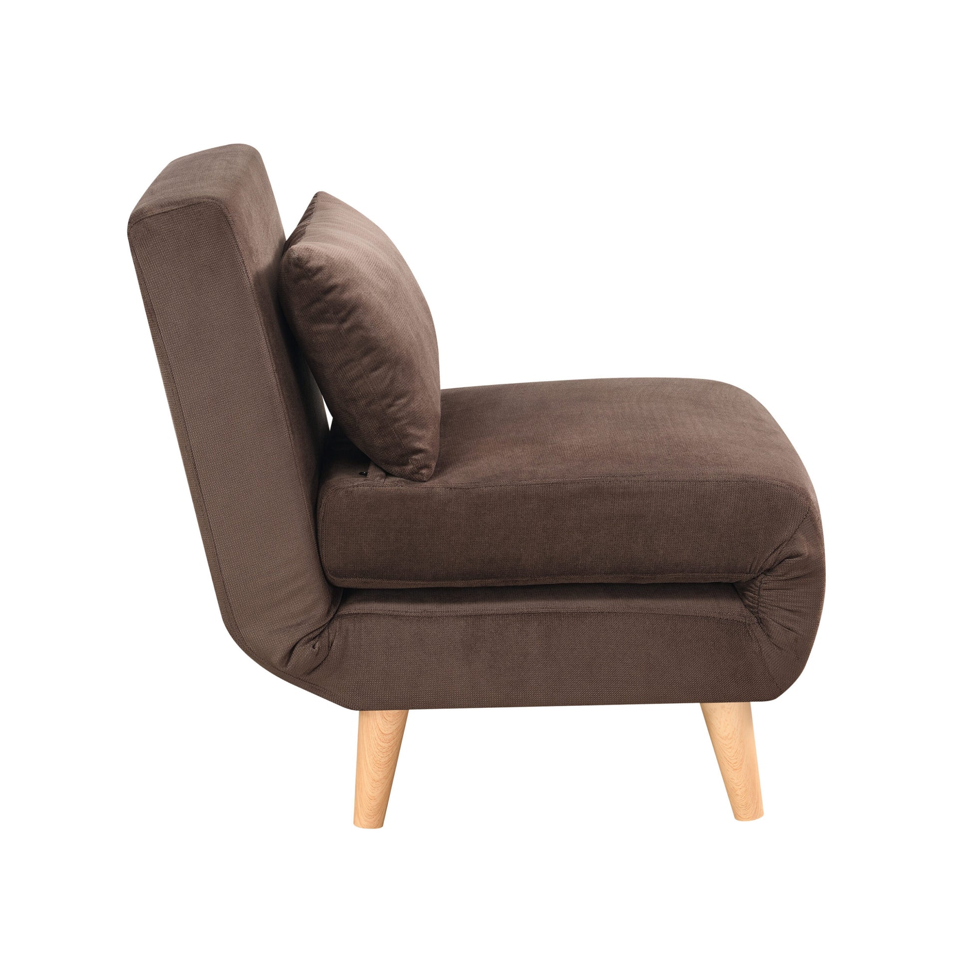 1Pc Sofa Futon Convertible Sleeper Modern Sleek Active Reclining Chair Chaise Sleeper Day Bed Stylish Contemporary Accent Chair Brown Brown Contemporary,Modern Wood