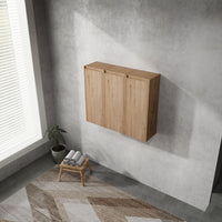 12" Bathroom Side Cabinet, 3 Soft Close Doors, Float Mounting Design, 12*3 Kd Packing Imitative Oak 3 Bathroom Wall Mounted Modern Plywood Plywood