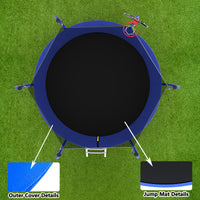 8Ft Trampoline With Basketball Hoop, Astm Approved Reinforced Type Outdoor Trampoline With Enclosure Net Blue Steel