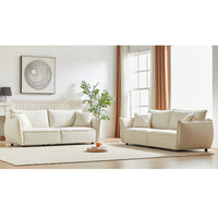 3 Seater 3 Seater Combo Sofa Modern Living Room Sofa, Linen Fabric Sofa, Wooden Frame With 4 Pillows, Apartment Sofa Furniture Beige Chenille Wood Primary Living Space Pine Foam Fabric 6 Seat