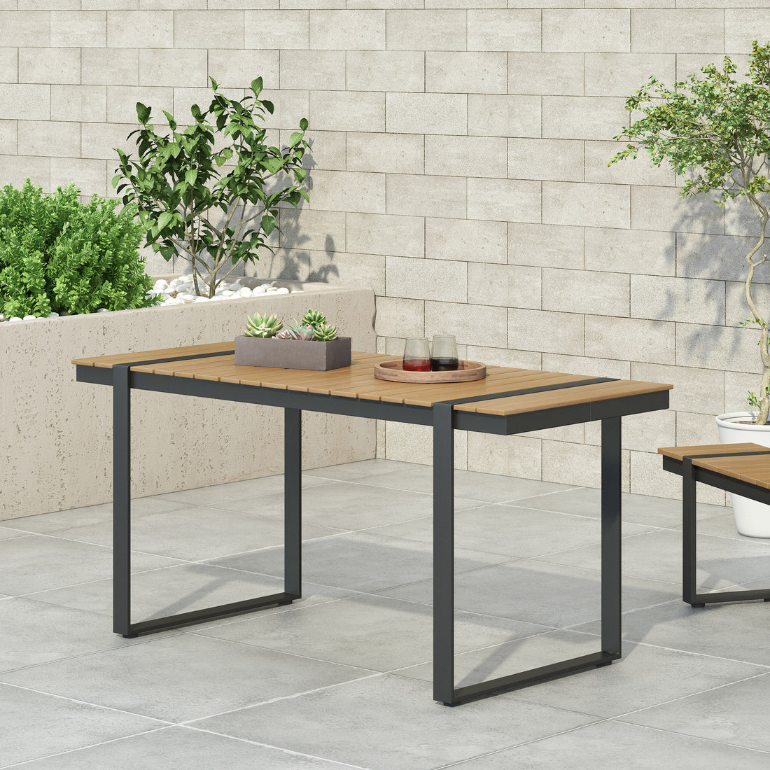 Outdoor Dining Table, Gray Natural Natural Grey Wood