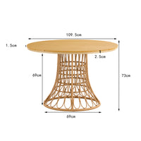 Outdoor Dining Simple Bamboo Chair Tablepe Ratten Round Table 110Cm Plastic Wood Top Antique Brown Bamboo