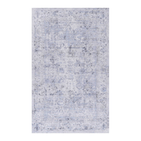 Area Rug 6X9, Washable Rug, Low Pile, Non Slip, Non Shedding, Foldable, Kid & Pet Friendly Area Rugs For Living Room, Bedroom, Kitchen, Dining Room Rug Perfect Gifts, Blue Cream, 6' X 9' Blue Cream Chenille Polyester