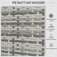 Outsunny Wicker Patio Couch, Pe Rattan 3 Seat Sofa, Outdoor Furniture With Deep Seating, Cushions, Steel Frame, Gray Gray Steel