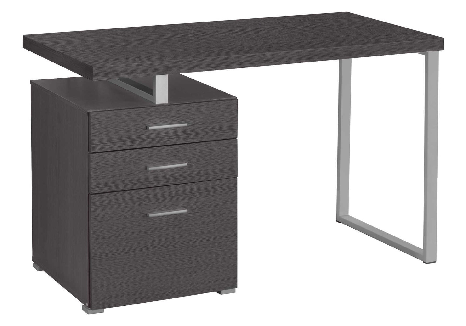 Computer Desk, Home Office, Laptop, Left, Right Set Up, Storage Drawers, 48"L, Work, Grey Laminate, Grey Metal, Contemporary, Modern Grey Particle Board