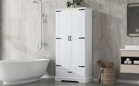 Tall Bathroom Storage Cabinet, Cabinet With Two Doors And One Drawer, Adjustable Shelf, Mdf Board, White White Mdf