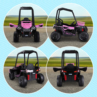 Aosom 12V Kids Utv, Battery Powered Electric Ride On Car With Music, Lights, Mp3 Usb, Suspension System & Remote Control, Toy Vehicle For Boys And Girls, Pink Pink Plastic