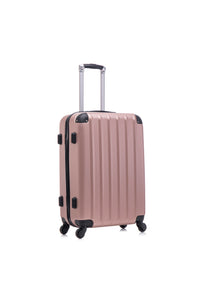 3 Piece Abs Hard Luggage Set With Swivel Wheels And Password Lock, 20 24 28 Inch Rose Gold Rose Gold Abs