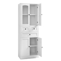 Tall Bathroom Storage Cabinet, Cabinet With Four Doors And Drawers, Adjustable Shelf, Mdf Board, White White Mdf