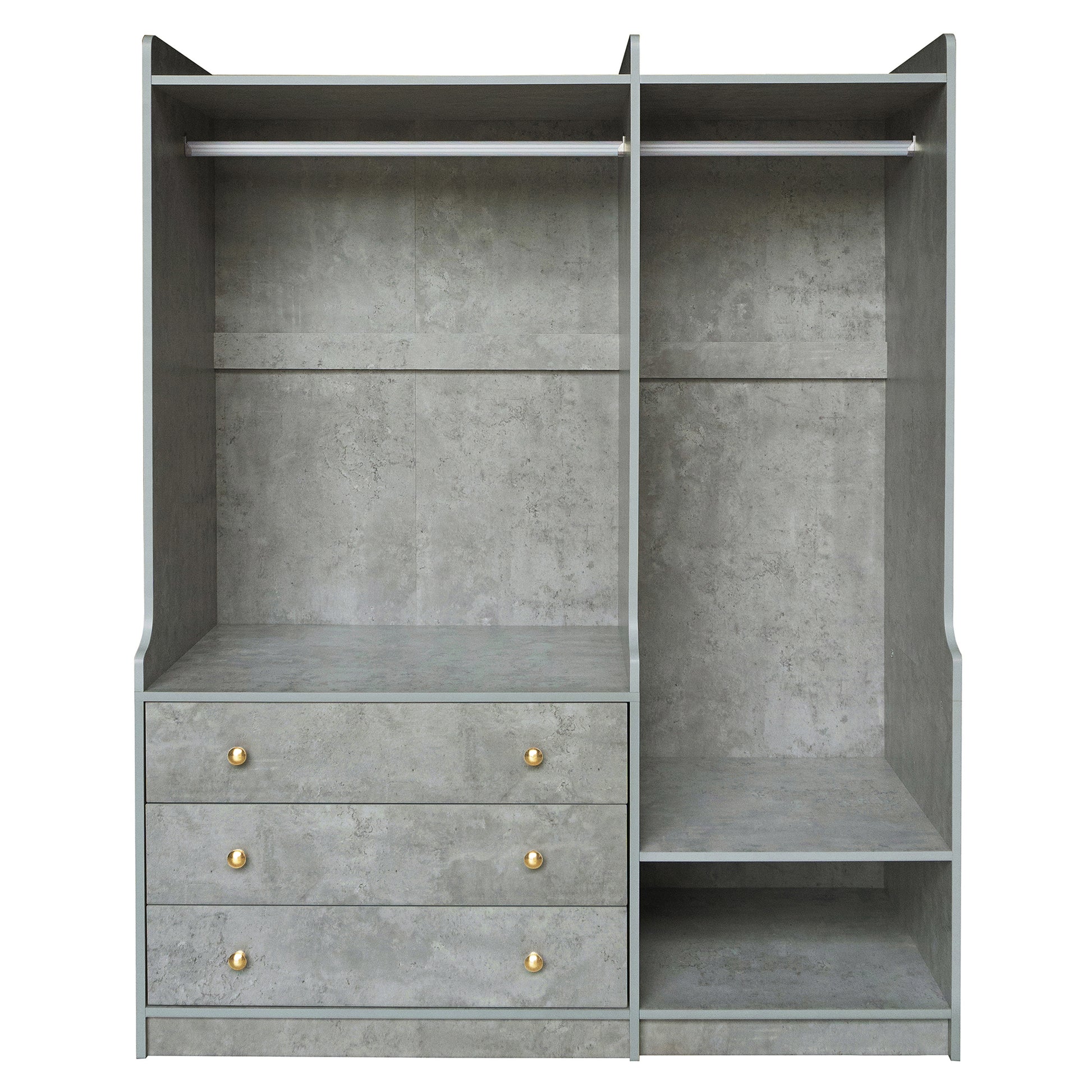 Open Wooden Wardrobe Storage For Bedroom, Gray Gray Particle Board