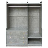 Open Wooden Wardrobe Storage For Bedroom, Gray Gray Particle Board