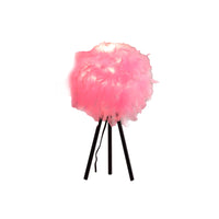 20.5" In Hot Pink Feather Shade Tripod Modern Metal Table Lamp Pink Polyester