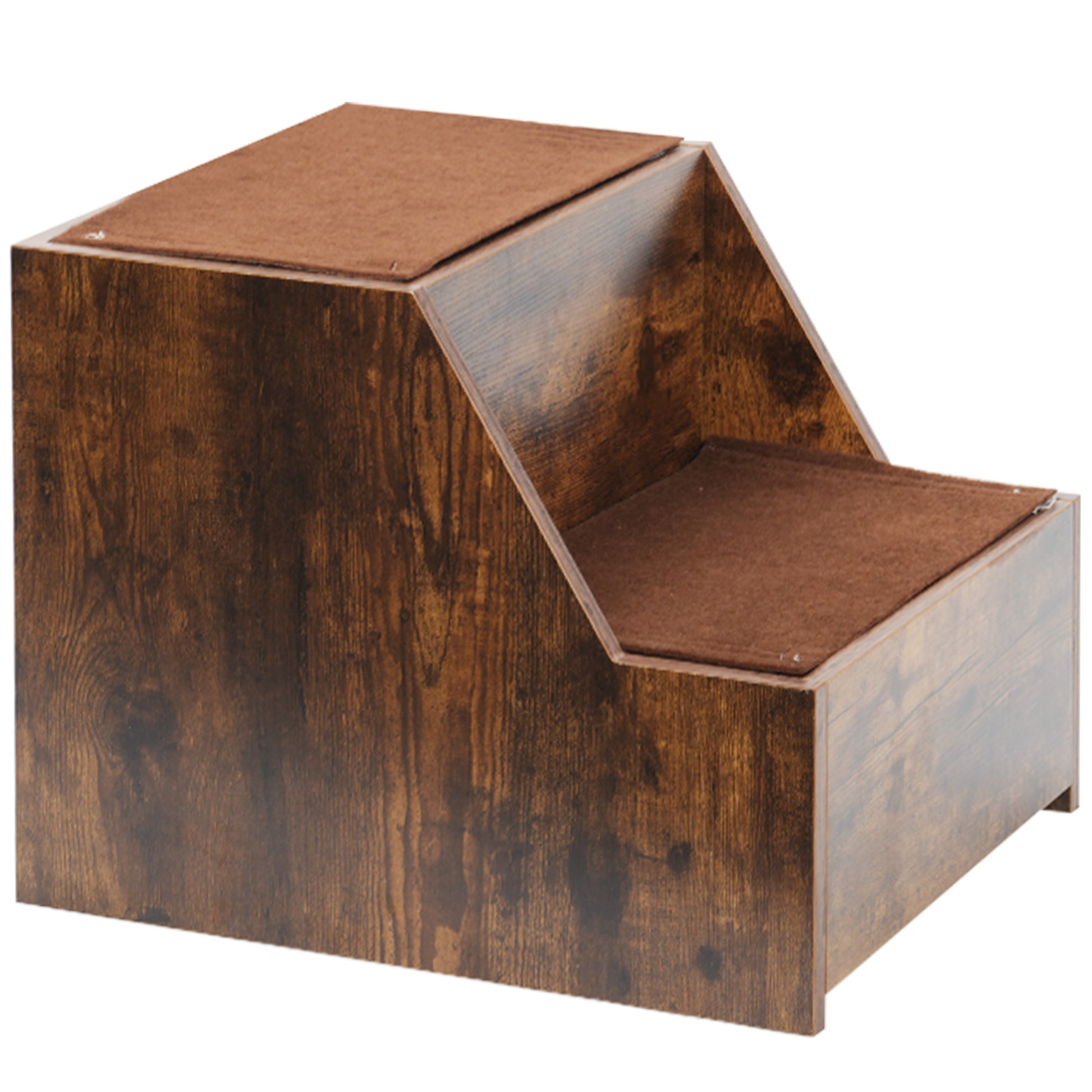 Pet Bunk Bed With Removable Step For Dogs And Cats, Multi Level Bed Window Perch Seat Platform With Cushion And Cat Scratch Pad, Indoor Use Vintage American Design Particle Board