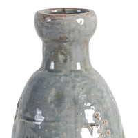 15 Inch Ceramic Vase, Curved And Design, Gray Gray Ceramic