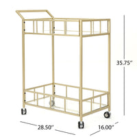 Bar Cart Gold Glass Metal