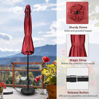 7.5Ft Patio Umbrella Outdoor Table Market Yard Umbrella With Push Button Tilt Crank, 6 Sturdy Ribs For Garden, Deck, Backyard, Pool, Red Red Stainless Steel