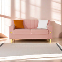 Fx P85 2S Pk 2 Seats Sofa Luxury Pink Velvet Loveseat Sofa With Gold Accents Modern 3 Seat Couch With Plush Cushions, Perfect For Living Room And Office Decor Temu Suitable Pink Velvet