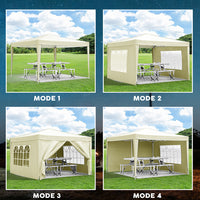 10'X10' Folding Canopy With 4 Removable Sidewalls Outdoor Event Shelter Upf 50 Gazebo Portable Tents For Parties Beach Camping Wedding Ez Pop Up Canopy 4Pcs Weight Bag Carry Bag Beige Metal