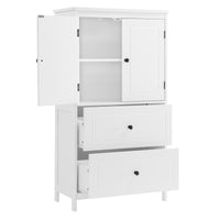 Bathroom Storage Cabinet, Cabinet With Two Doors And Drawers, Adjustable Shelf, Mdf Board, White White Mdf