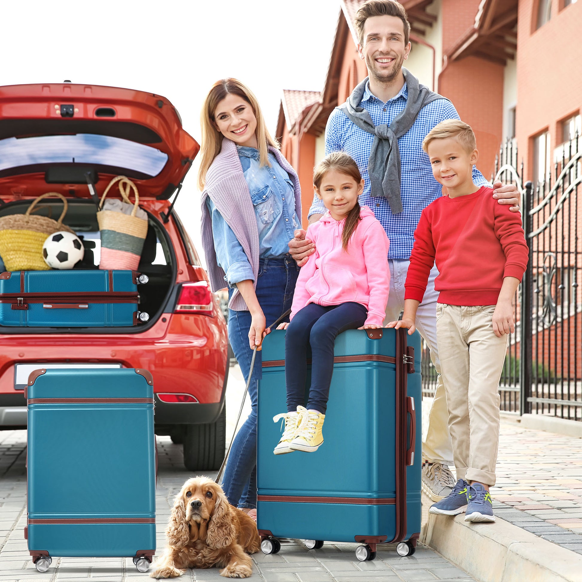 Hardshell Luggage With Tsa Lock24" Expandable Lightweight Suitcase With Spinner Wheels, Single Vintage Luggage,Blue Blue Abs