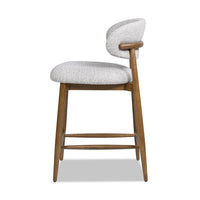 Locke 26.5" Modern Upholstered Counter Stool With Wood Frame, Salt & Pepper Boucle Gray Foam Boucle