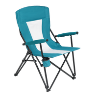 Steel Folding Mesh Quad Camping Chair, With Cup Holder, & Carry Bag Blue Red Seats 2 Steel
