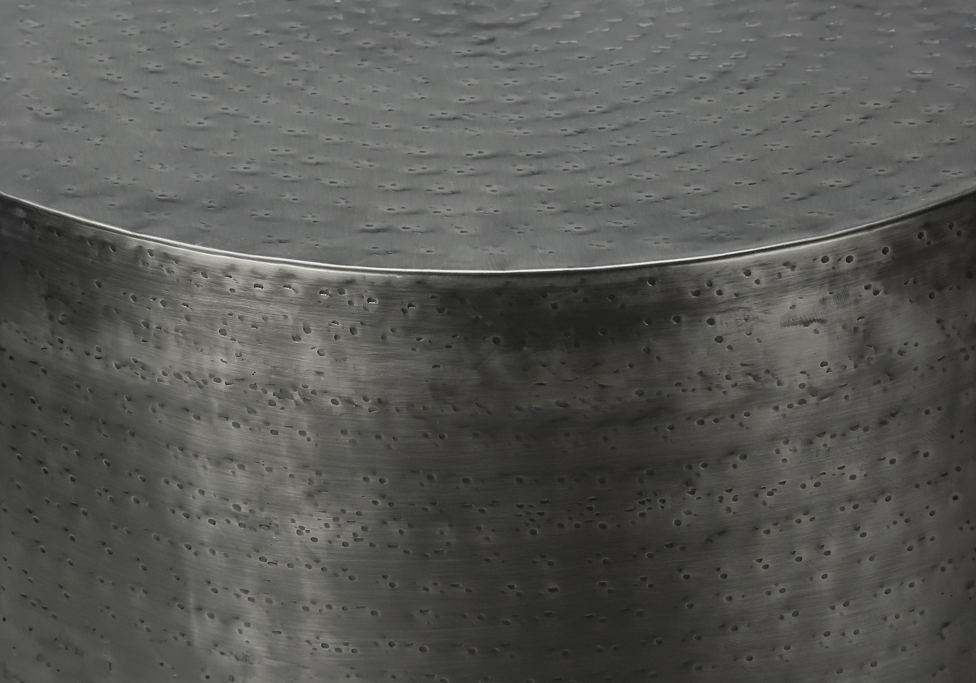 Accent Table, Drum, Side, End, Nightstand, Lamp, Living Room, Bedroom, Grey Metal, Contemporary, Modern Silver Metal