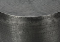 Accent Table, Drum, Side, End, Nightstand, Lamp, Living Room, Bedroom, Grey Metal, Contemporary, Modern Silver Metal