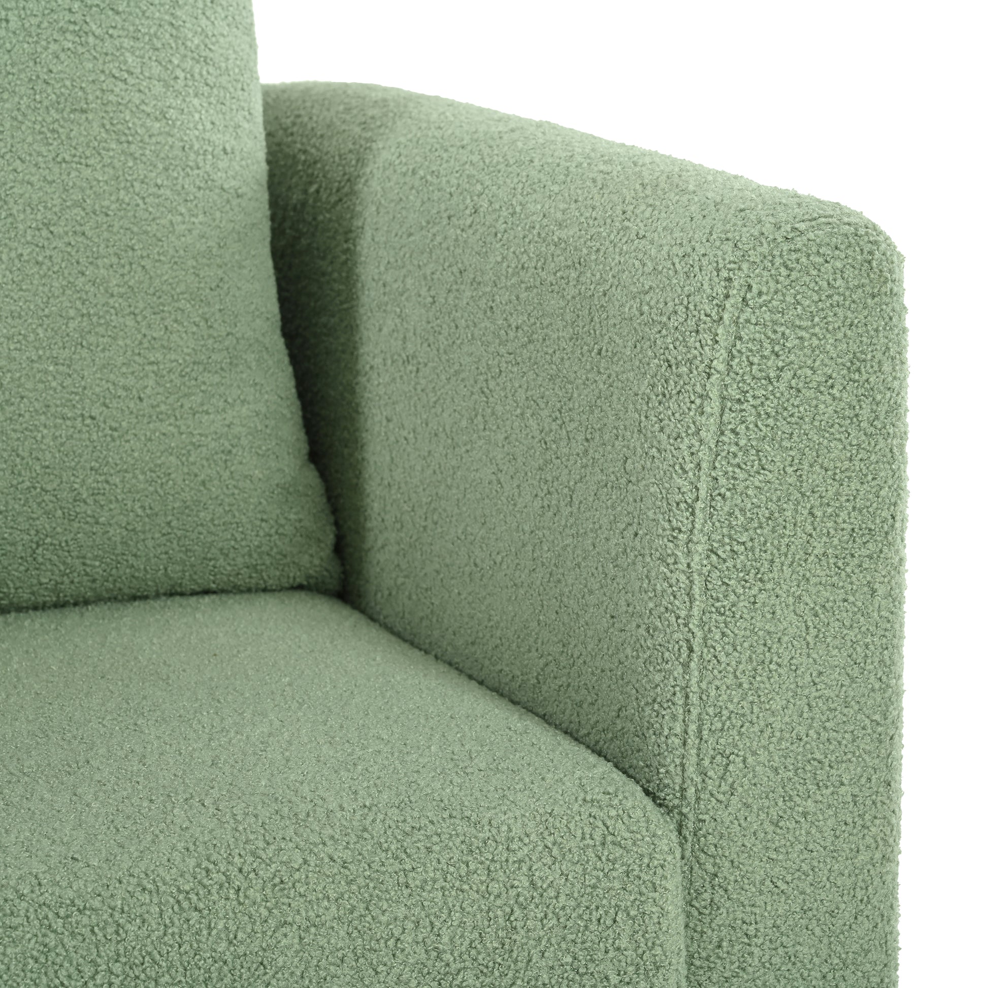 Barrel Chair, Teddy Fabric Accent Chair, Fabric Armchair Club Chair,Upholstered Arm Chair With Solid Wood Legs,Waist Pillow,Padded Single Chair For Living Room Bedroom Study Waiting Room,Green Green