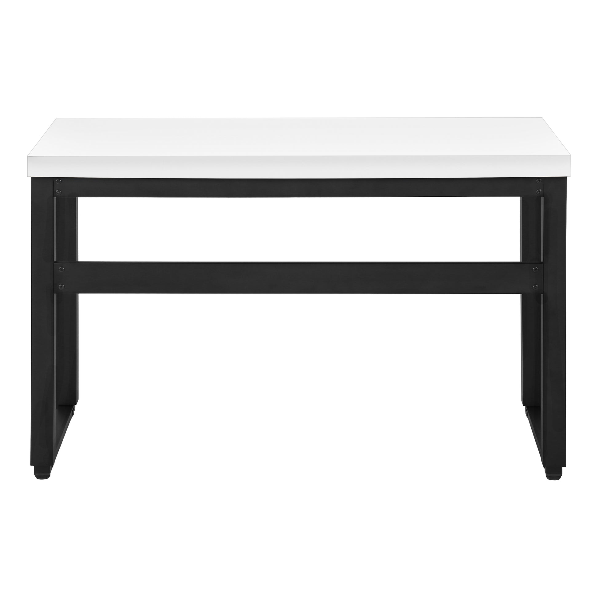 Computer Desk, Home Office, Standing, Adjustable, 48"L, Work, Laptop, White Laminate, Black Metal, Contemporary, Modern White Particle Board