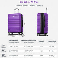 Luggage Sets Model Expandable Abs Hardshell 3Pcs Clearance Luggage Hardside Lightweight Durable Suitcase Sets Spinner Wheels Suitcase With Tsa Lock 20''24''28'' Purple Purple Abs