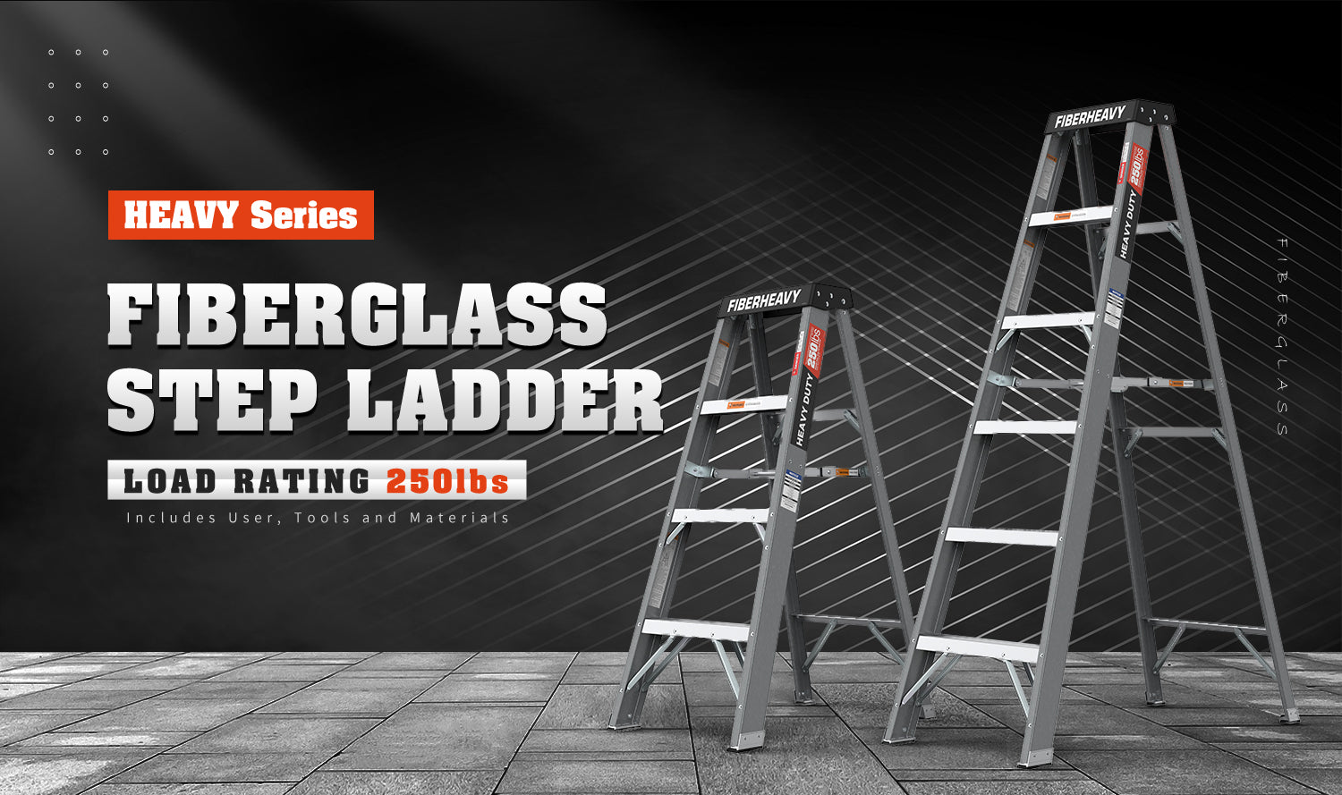 6 Fibreglass Step Ladder 250Lbs Grey Fiberglass