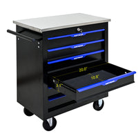 6 Drawers Multifunctional Tool Cart With Wheels Black Blue Black Blue Steel