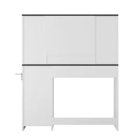 Farmhouse Dressing Table Makeup Table, 43" Wide Dressing Table With Lighted Mirror And Makeup Drawer, Large Modern Dressing Table Set With Hair Dryer Holder For Bedroom, White White Mdf
