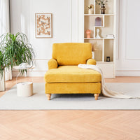 Modern Mid Century Indoor Oversized Chaise Lounger Comfort Sleeper Sofa With Soild Wood Legs Yellow Foam 1 Seat