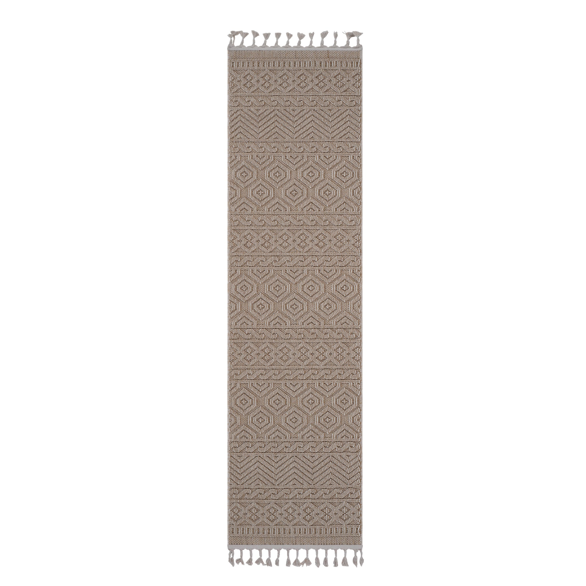 Naar Guros Collection 2X8 Mocha Geometric Indoor Outdoor Area Rug Mocha Polypropylene