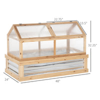 Outsunny Raised Garden Bed With Polycarbonate Greenhouse, Wooden Garden Cold Frame Greenhouse, Flower Planter Protection, 48" X 24" X 32", Natural Natural Wood Wood